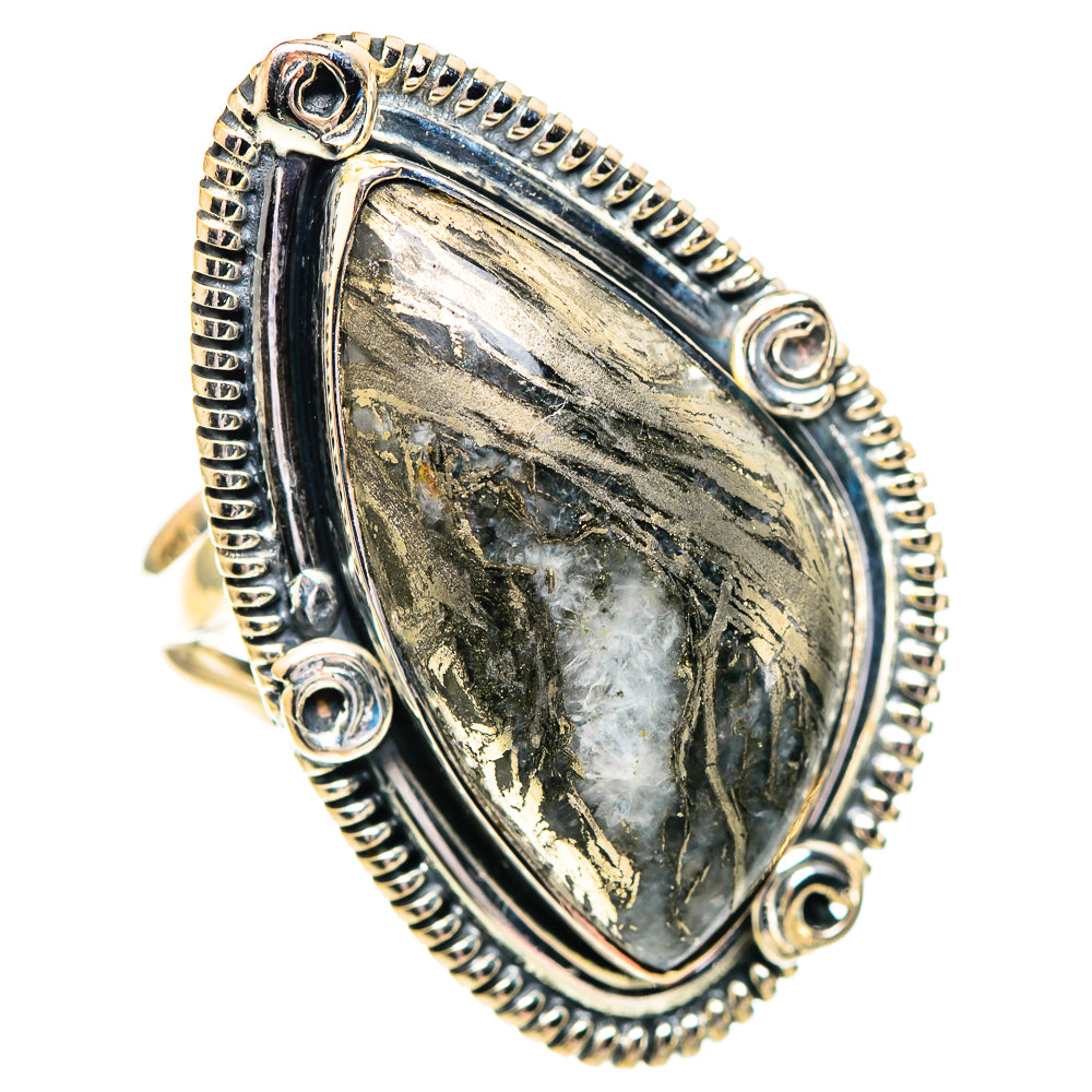 Pyrite Agate Rings handcrafted by Ana Silver Co - RING107388 - Photo 2