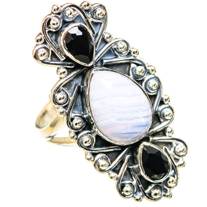 Blue Lace Agate Rings handcrafted by Ana Silver Co - RING107392 - Photo 2