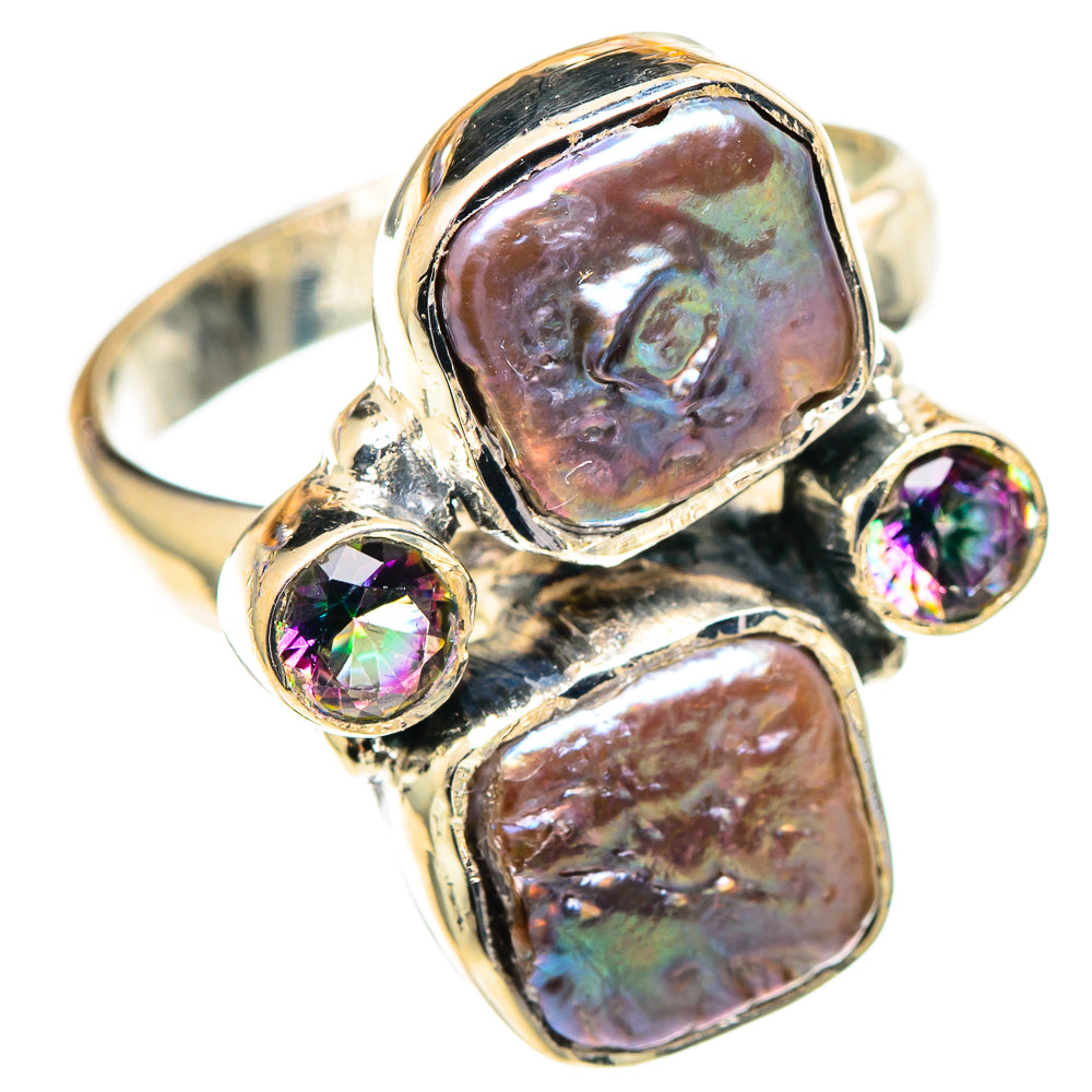 Titanium Mother Of Pearl Rings handcrafted by Ana Silver Co - RING107489 - Photo 2
