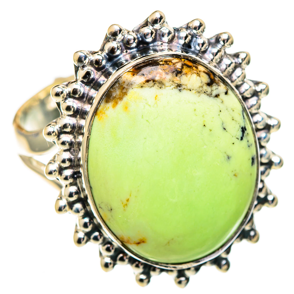 Lemon Chrysoprase Rings handcrafted by Ana Silver Co - RING107508 - Photo 2