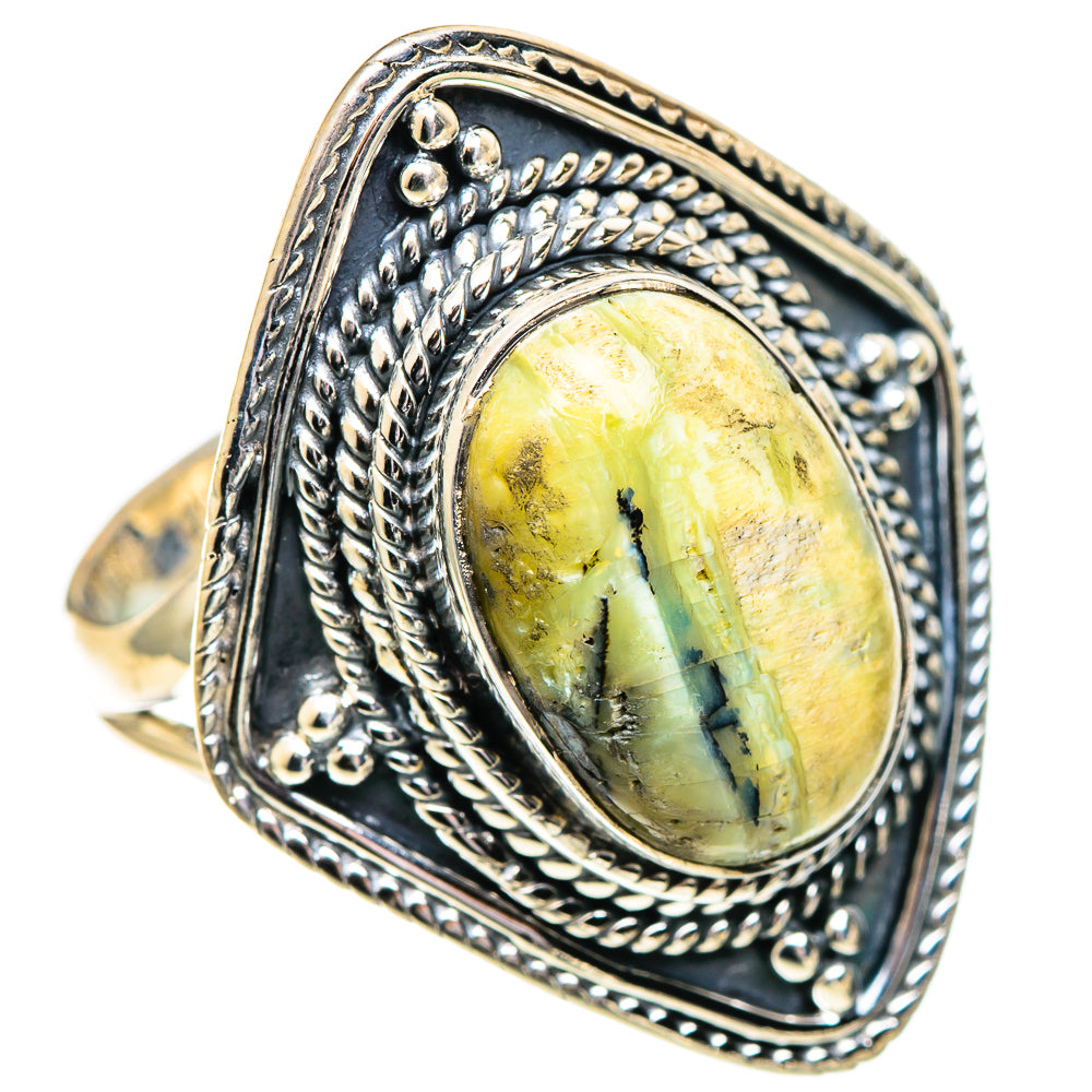 African Green Opal Rings handcrafted by Ana Silver Co - RING107509 - Photo 2