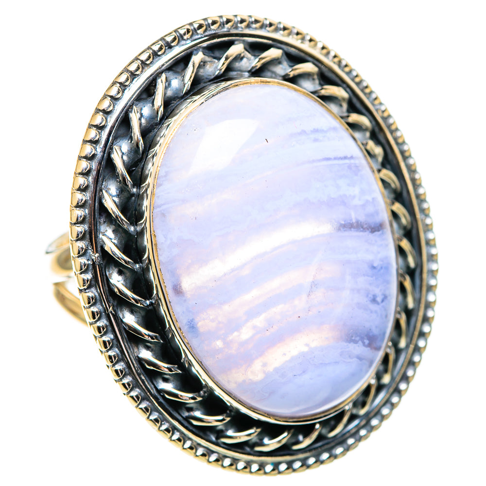 Blue Lace Agate Rings handcrafted by Ana Silver Co - RING107584 - Photo 2