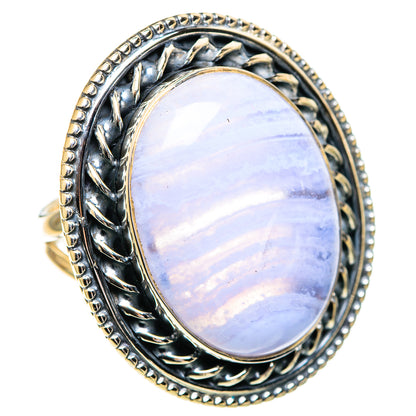 Blue Lace Agate Rings handcrafted by Ana Silver Co - RING107584 - Photo 2