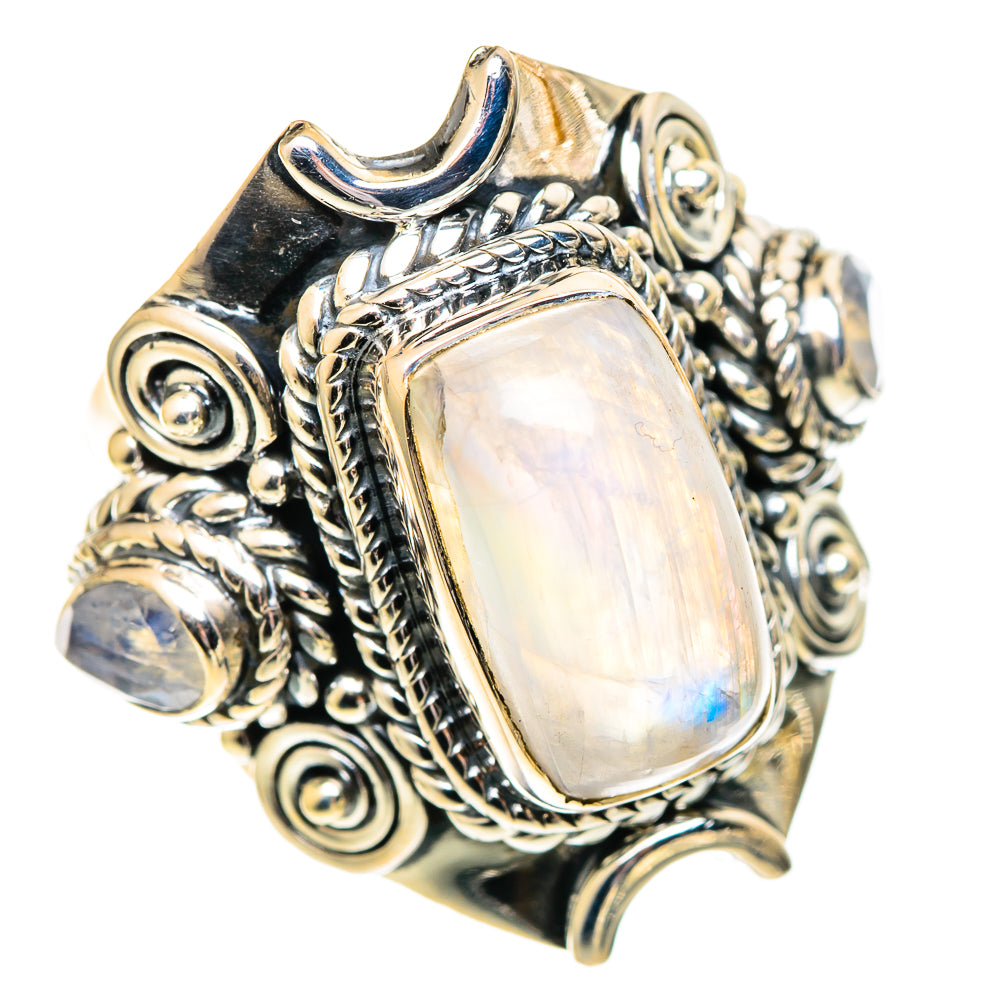 Rainbow Moonstone Rings handcrafted by Ana Silver Co - RING107585 - Photo 2
