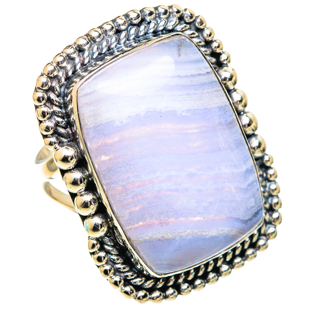 Blue Lace Agate Rings handcrafted by Ana Silver Co - RING107632 - Photo 2