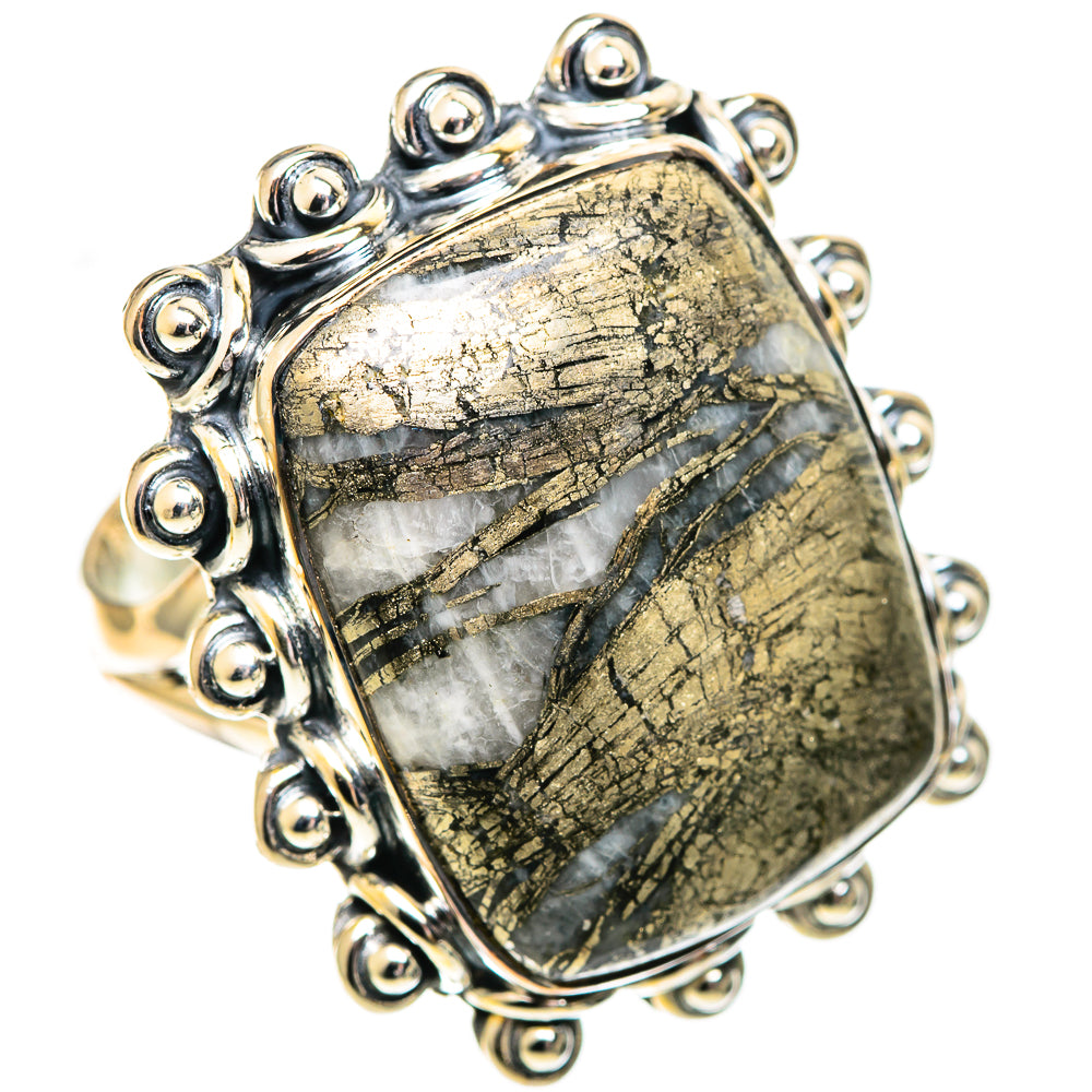 Pyrite Agate Rings handcrafted by Ana Silver Co - RING107674 - Photo 2