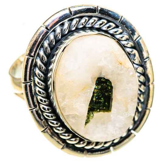 Green Tourmaline in Quartz Rings handcrafted by Ana Silver Co - RING107678 - Photo 2