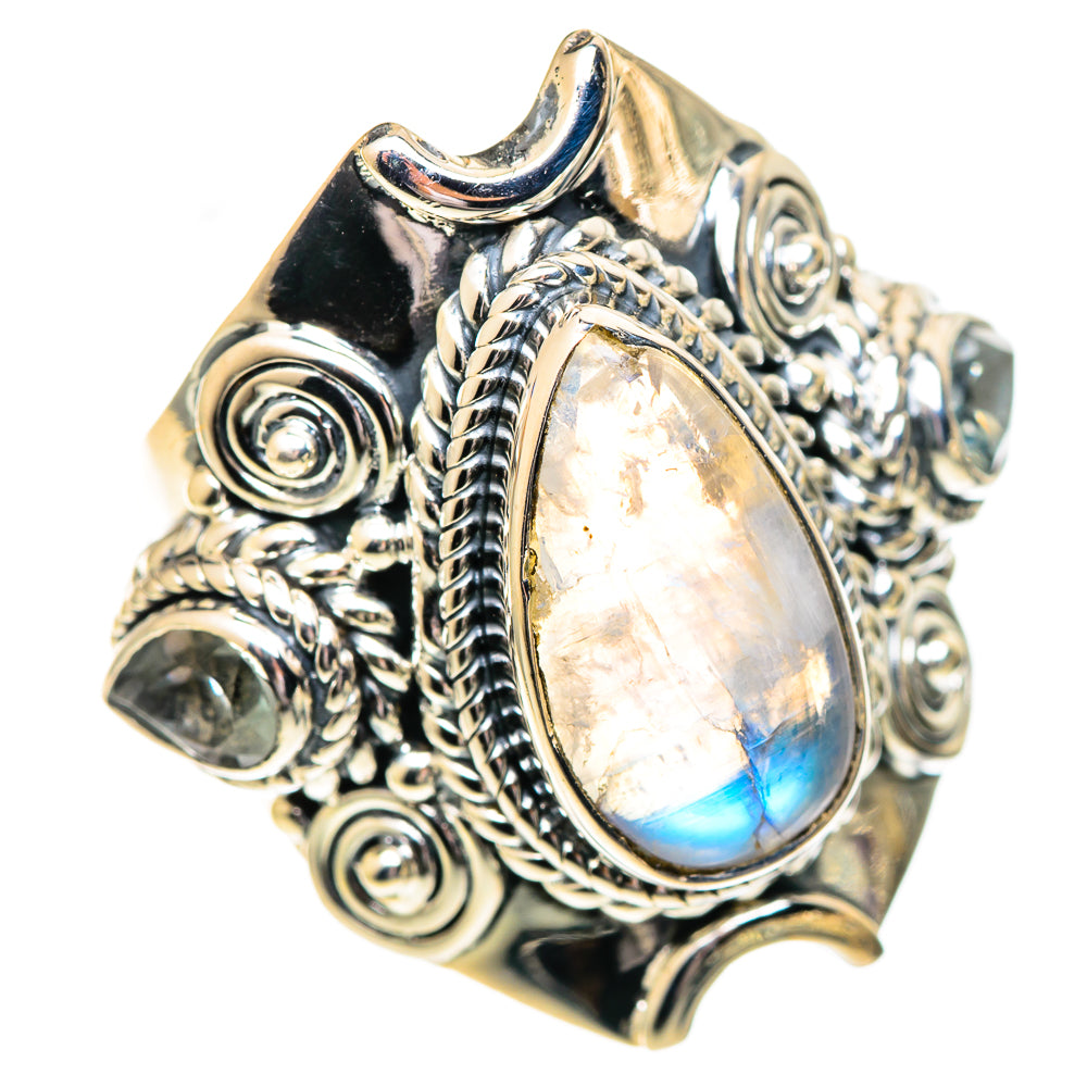 Rainbow Moonstone Rings handcrafted by Ana Silver Co - RING107679 - Photo 2