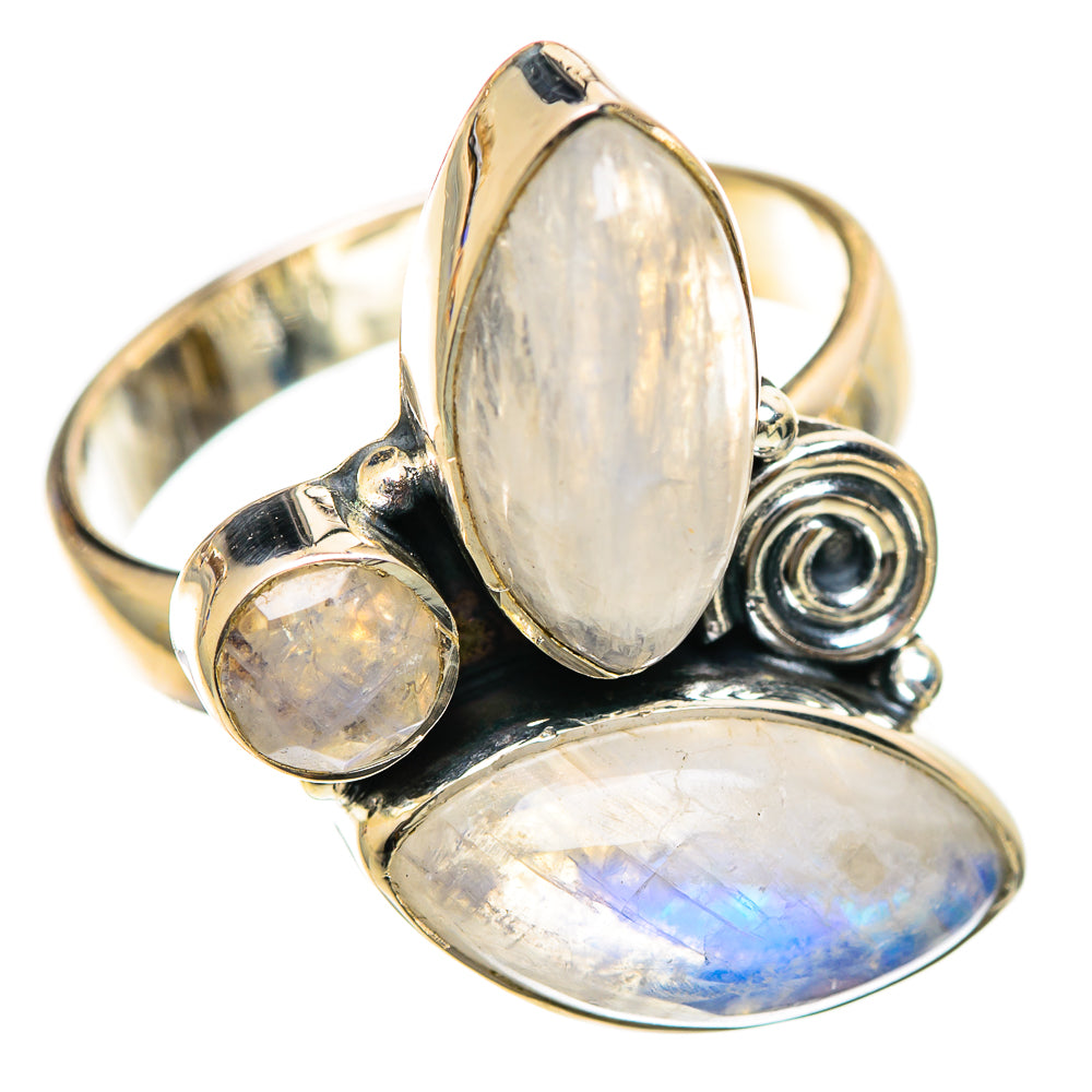 Rainbow Moonstone Rings handcrafted by Ana Silver Co - RING107755 - Photo 2