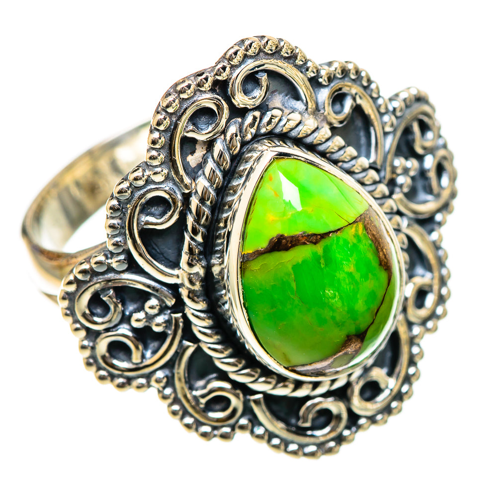 Green Copper Composite Turquoise Rings handcrafted by Ana Silver Co - RING107811 - Photo 2