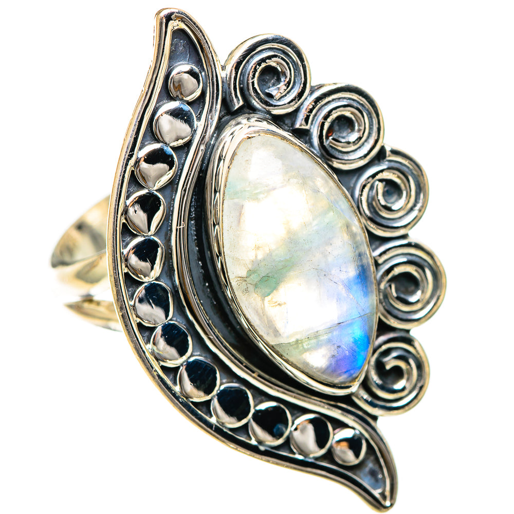 Rainbow Moonstone Rings handcrafted by Ana Silver Co - RING107861 - Photo 2