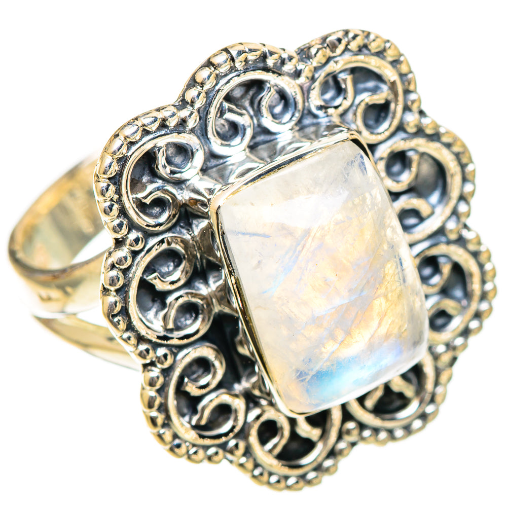 Rainbow Moonstone Rings handcrafted by Ana Silver Co - RING107895 - Photo 2