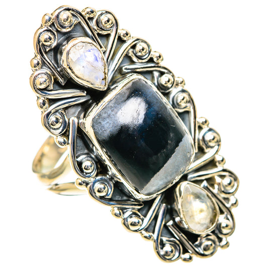 Black Agate Rings handcrafted by Ana Silver Co - RING108001 - Photo 2