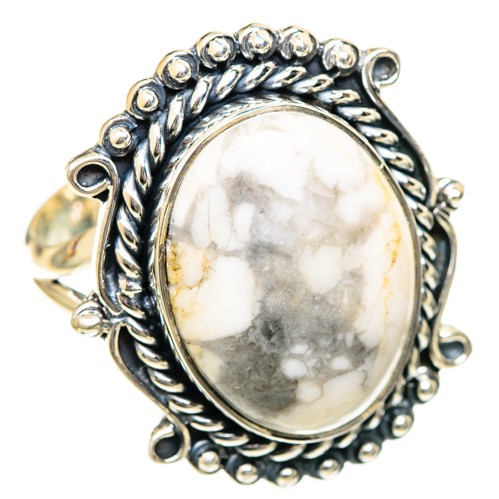 Howlite Rings handcrafted by Ana Silver Co - RING108002 - Photo 2