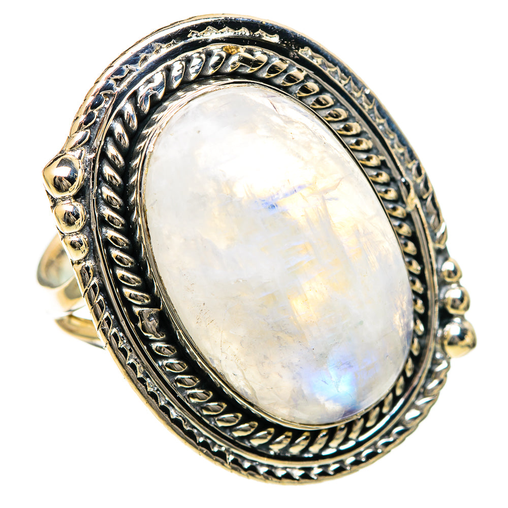 Rainbow Moonstone Rings handcrafted by Ana Silver Co - RING108005 - Photo 2