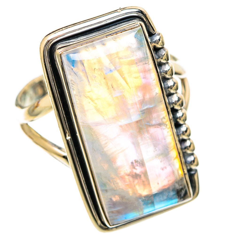 Rainbow Moonstone Rings handcrafted by Ana Silver Co - RING108006 - Photo 2