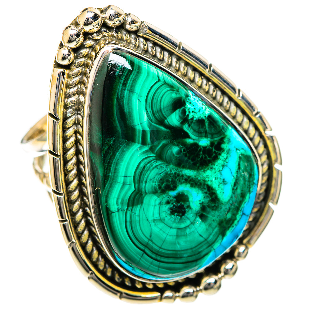 Malachite In Chrysocolla Rings handcrafted by Ana Silver Co - RING108014 - Photo 2