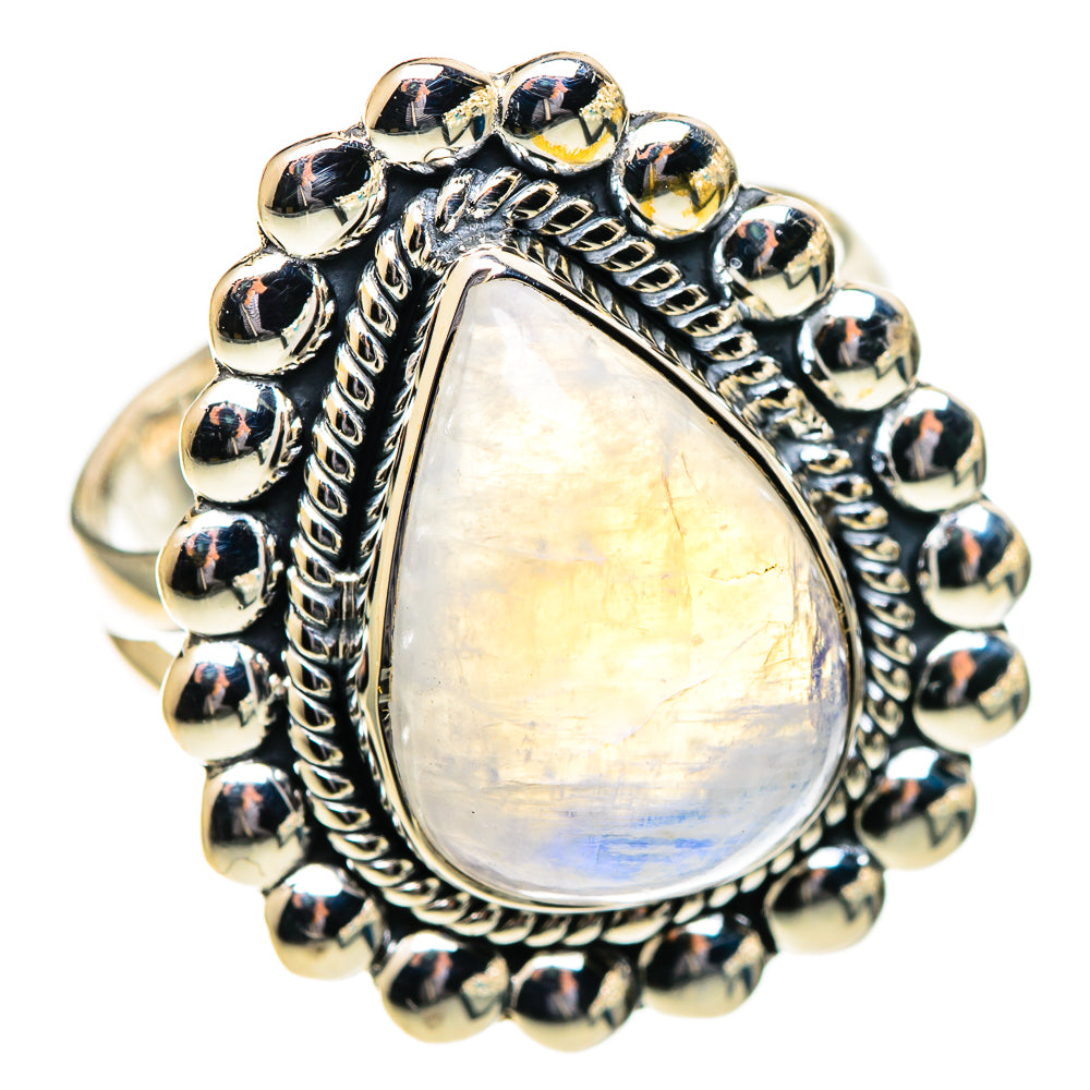 Rainbow Moonstone Rings handcrafted by Ana Silver Co - RING108058 - Photo 2