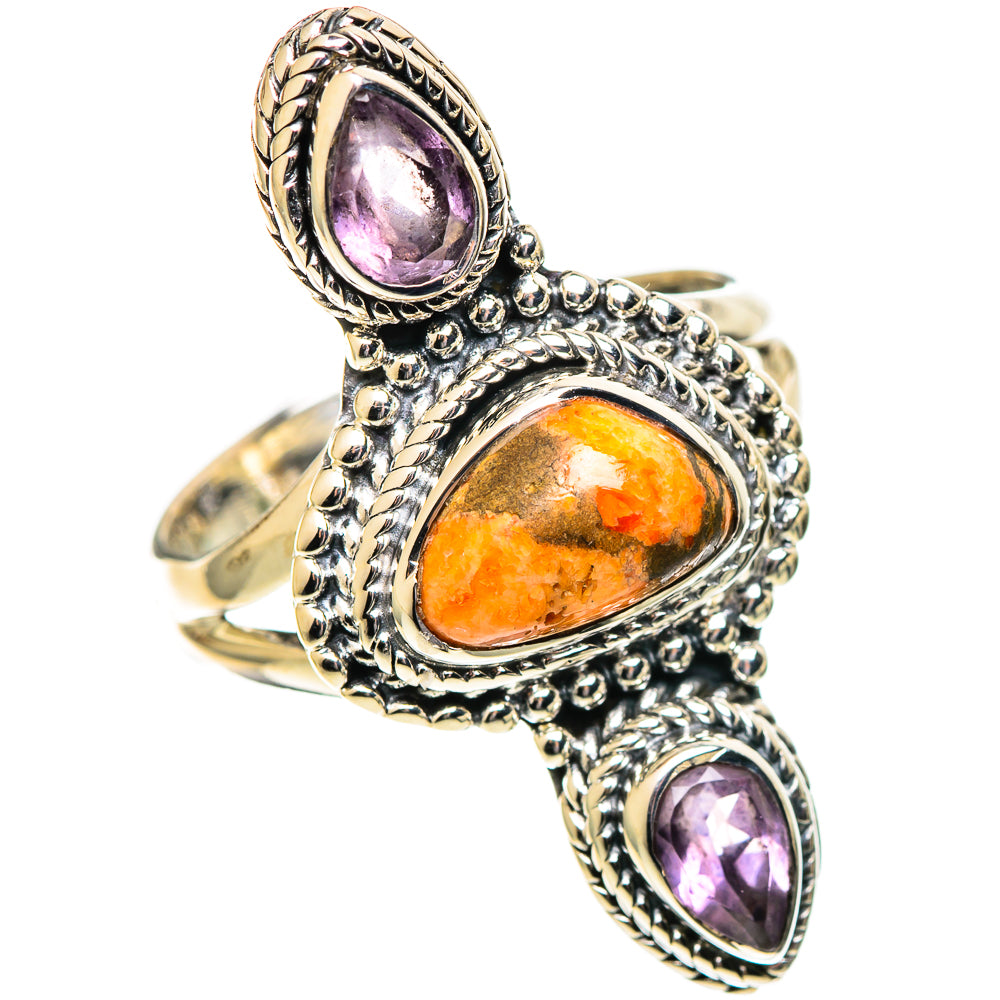 Orange Copper Composite Turquoise Rings handcrafted by Ana Silver Co - RING108066 - Photo 2