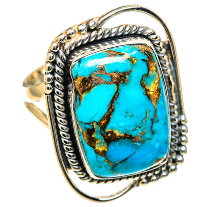 Blue Copper Composite Turquoise Rings handcrafted by Ana Silver Co - RING108072 - Photo 2