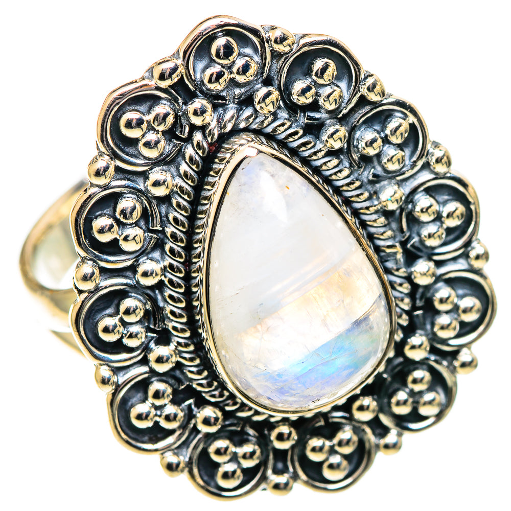 Rainbow Moonstone Rings handcrafted by Ana Silver Co - RING108095 - Photo 2