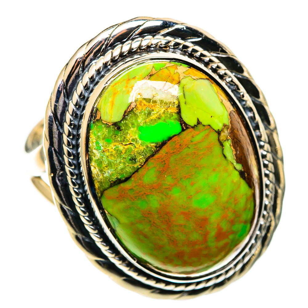 Green Copper Composite Turquoise Rings handcrafted by Ana Silver Co - RING108119 - Photo 2
