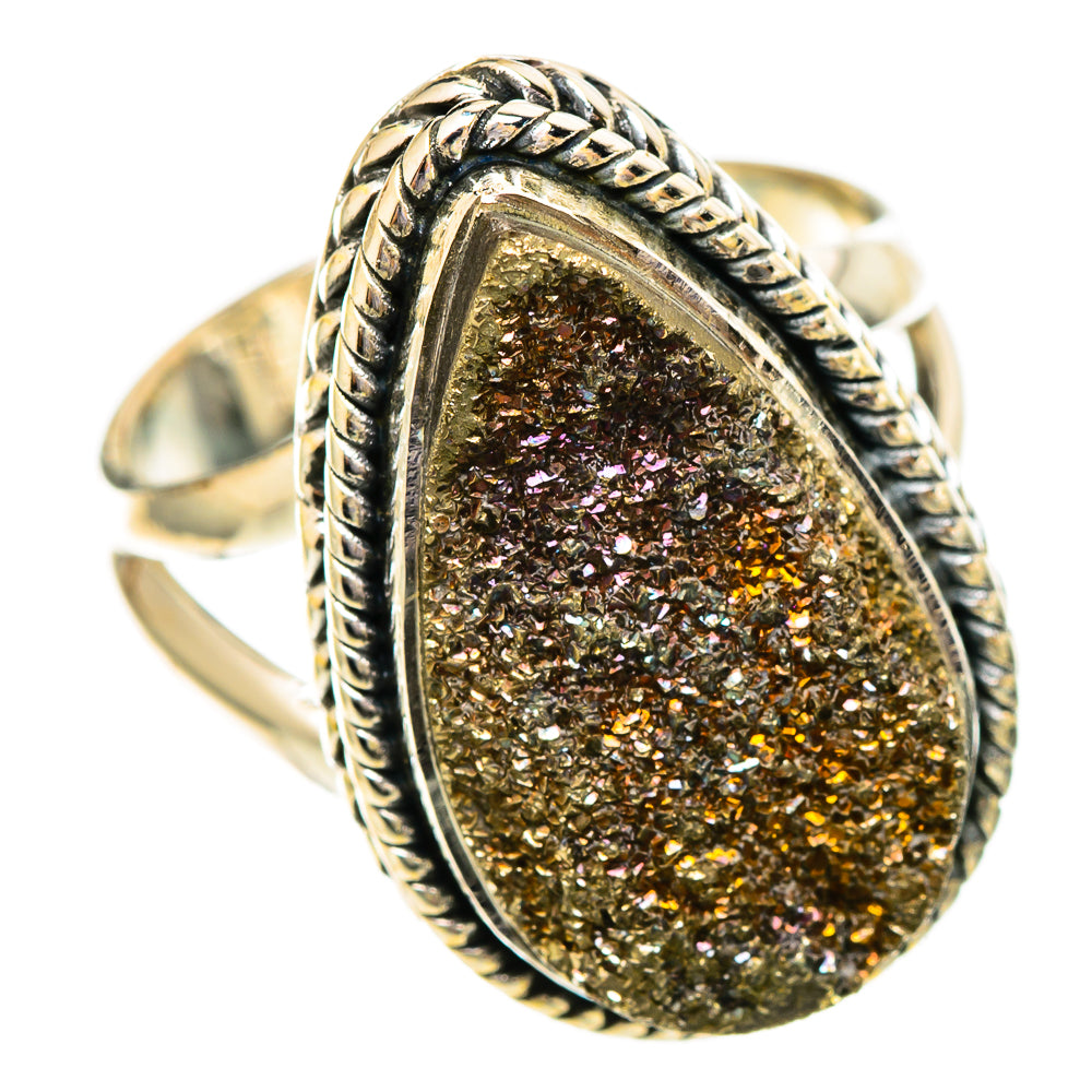 Spectro Pyrite Druzy Rings handcrafted by Ana Silver Co - RING108129 - Photo 2