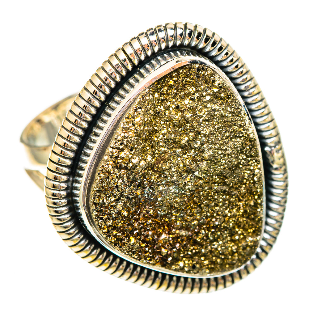 Spectro Pyrite Druzy Rings handcrafted by Ana Silver Co - RING108130 - Photo 2