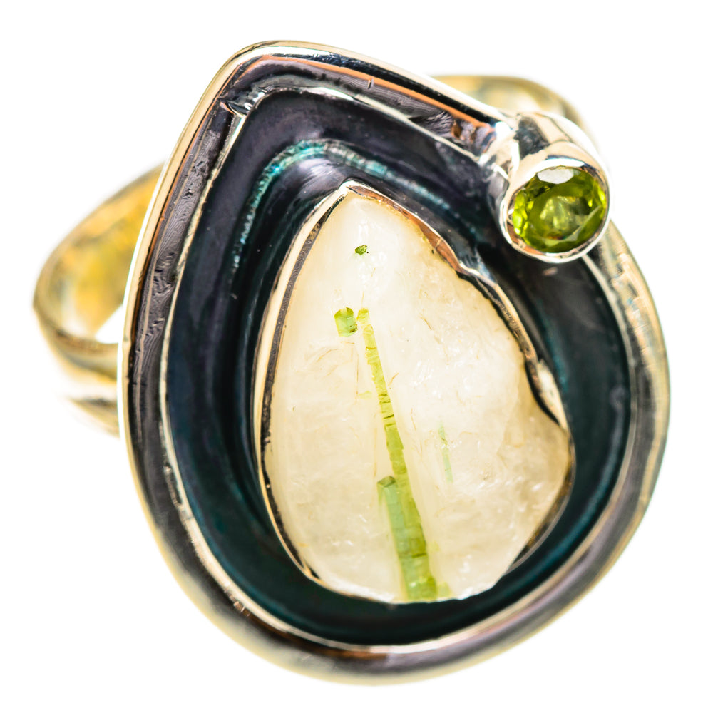 Green Tourmaline In Quartz Rings handcrafted by Ana Silver Co - RING108154 - Photo 2
