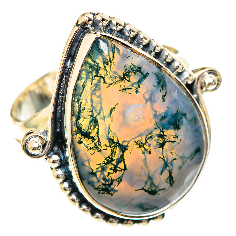 Green Moss Agate Rings handcrafted by Ana Silver Co - RING108155 - Photo 2