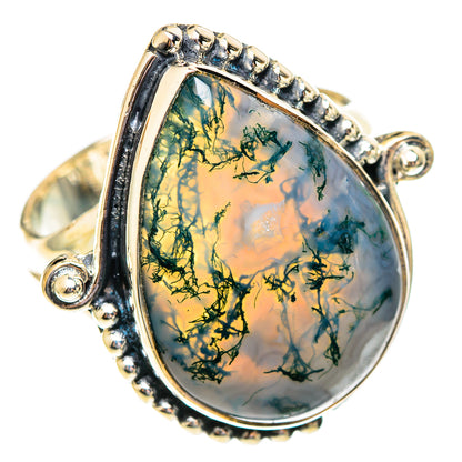 Green Moss Agate Rings handcrafted by Ana Silver Co - RING108155 - Photo 2