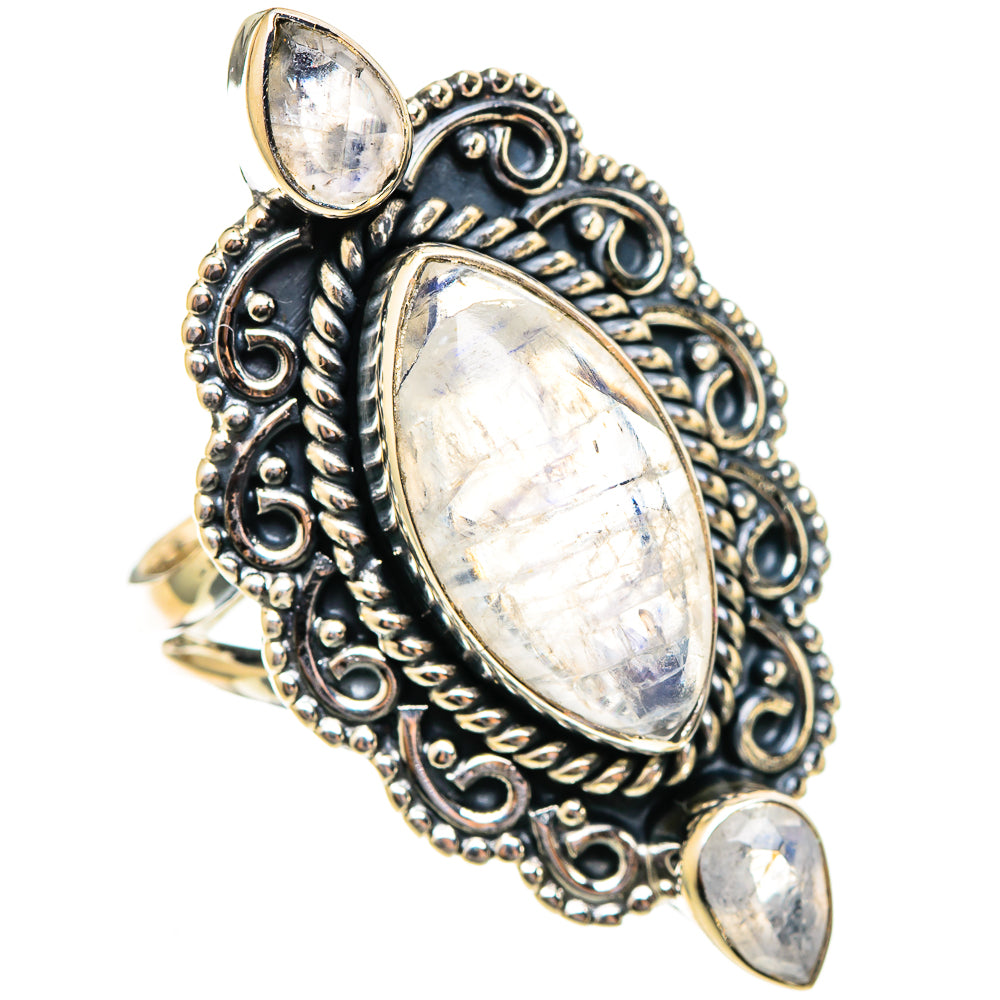 Rainbow Moonstone Rings handcrafted by Ana Silver Co - RING108172 - Photo 2