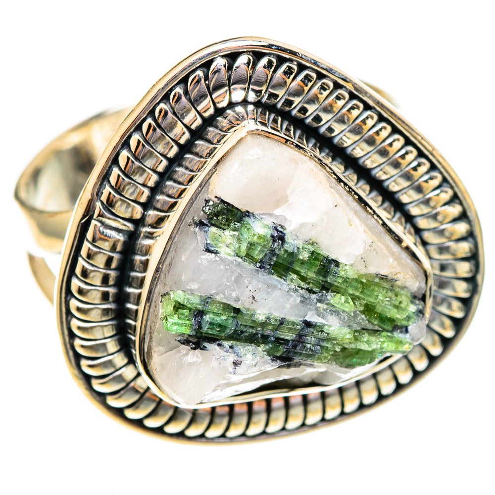 Green Tourmaline In Quartz Rings handcrafted by Ana Silver Co - RING108187 - Photo 2