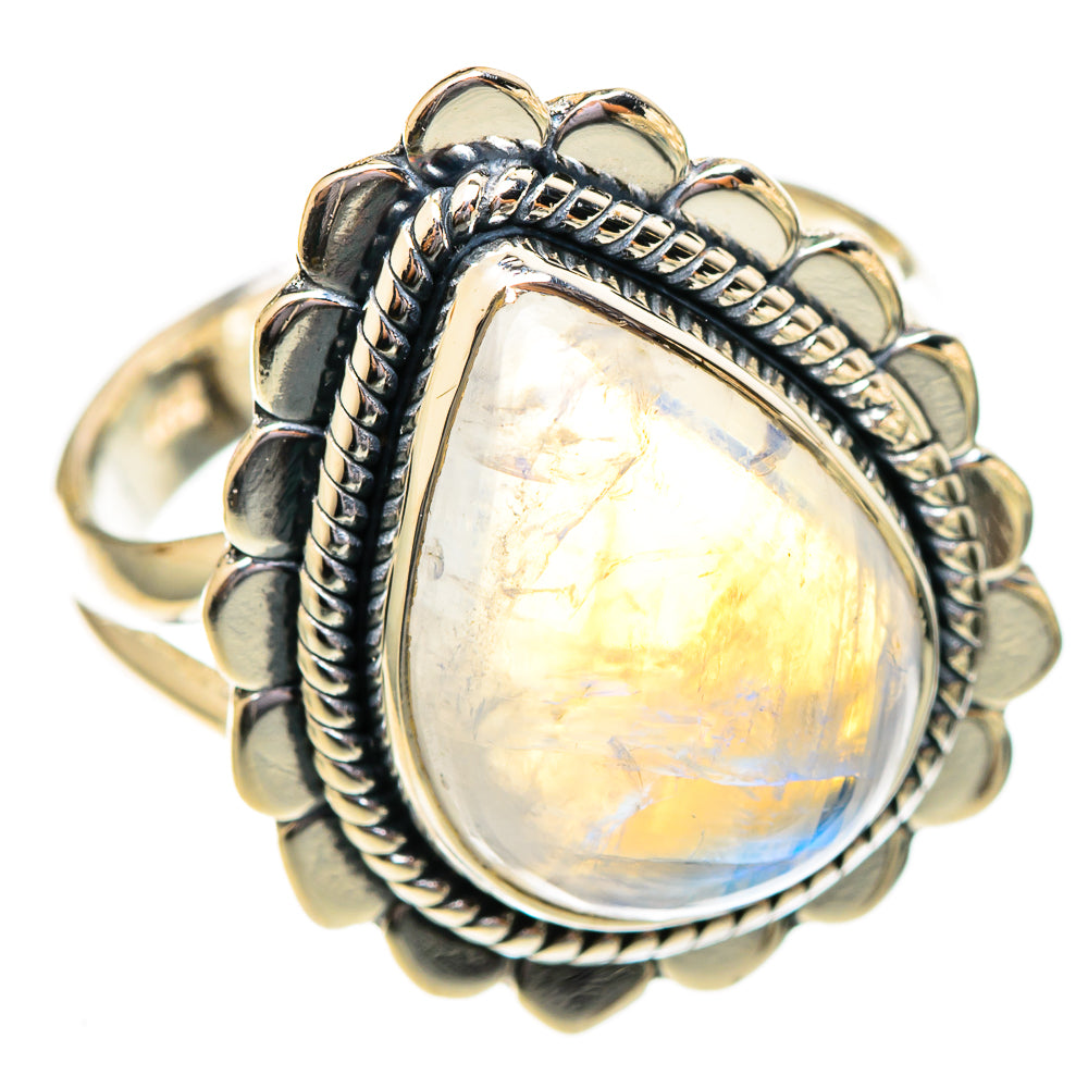 Rainbow Moonstone Rings handcrafted by Ana Silver Co - RING108201 - Photo 2