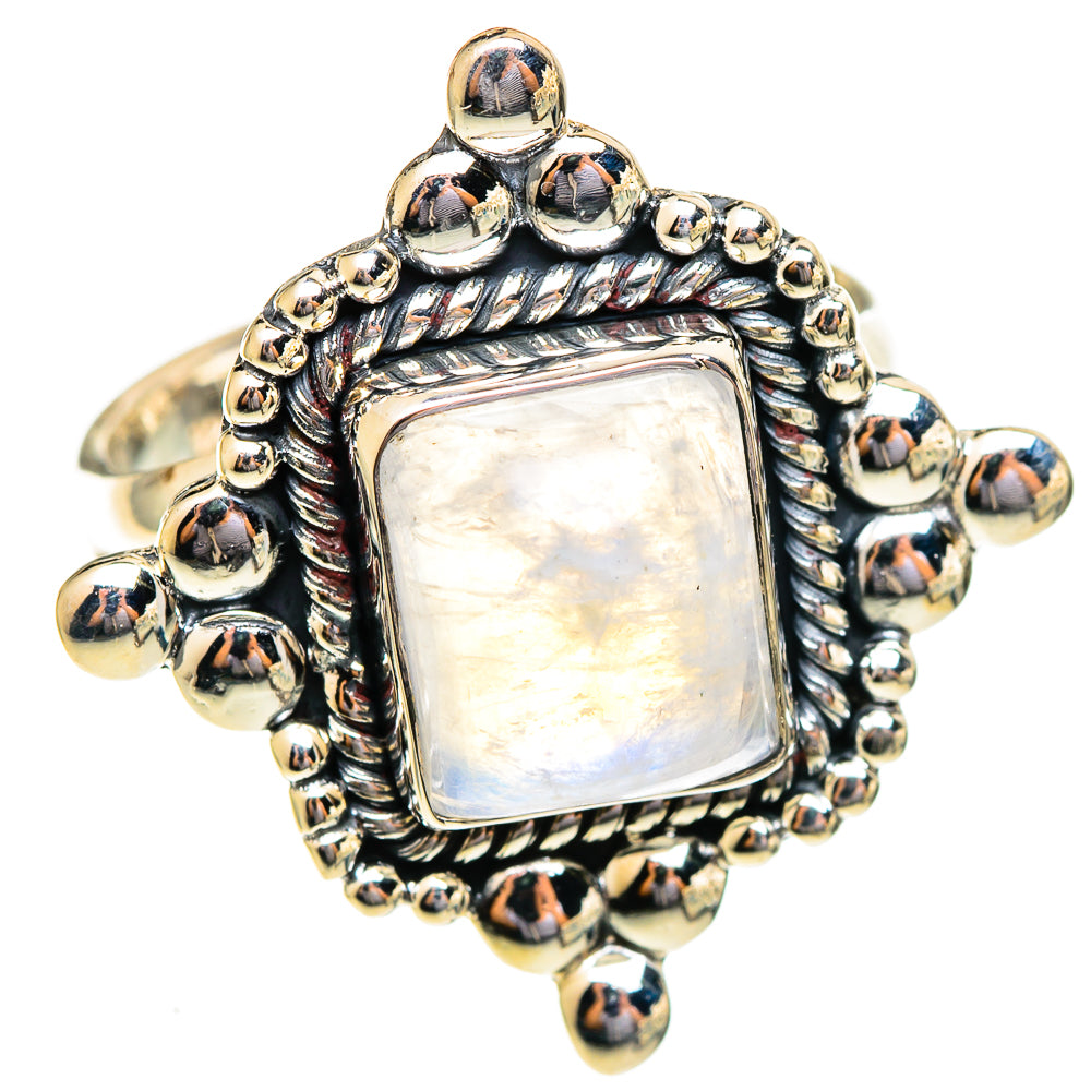 Rainbow Moonstone Rings handcrafted by Ana Silver Co - RING108204 - Photo 2