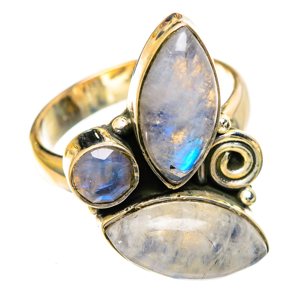 Rainbow Moonstone Rings handcrafted by Ana Silver Co - RING108206 - Photo 2