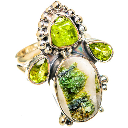 Green Tourmaline In Quartz Rings handcrafted by Ana Silver Co - RING108220 - Photo 2