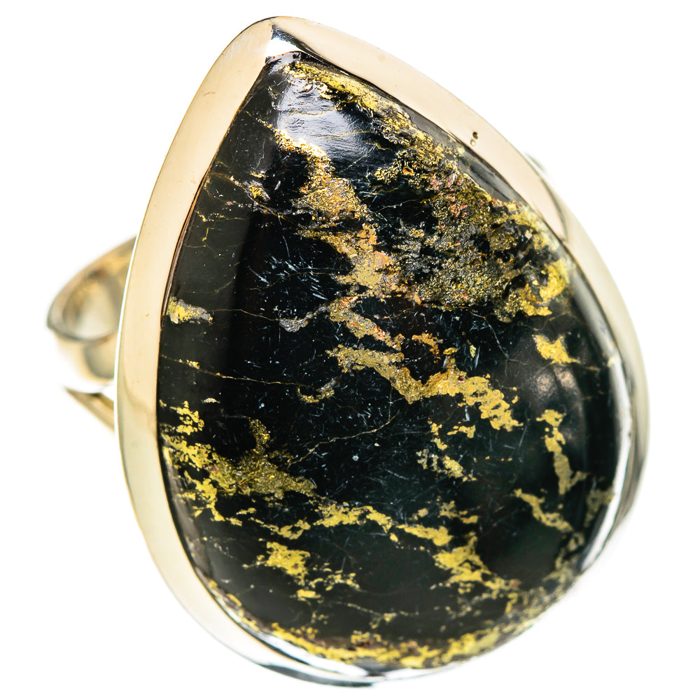 Pyrite In Black Onyx Rings handcrafted by Ana Silver Co - RING108239 - Photo 2