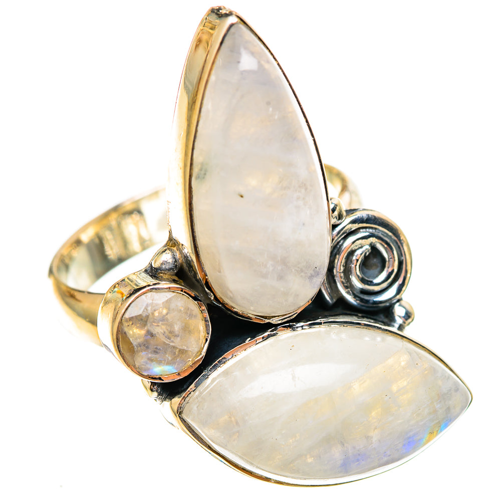 Rainbow Moonstone Rings handcrafted by Ana Silver Co - RING108242 - Photo 2