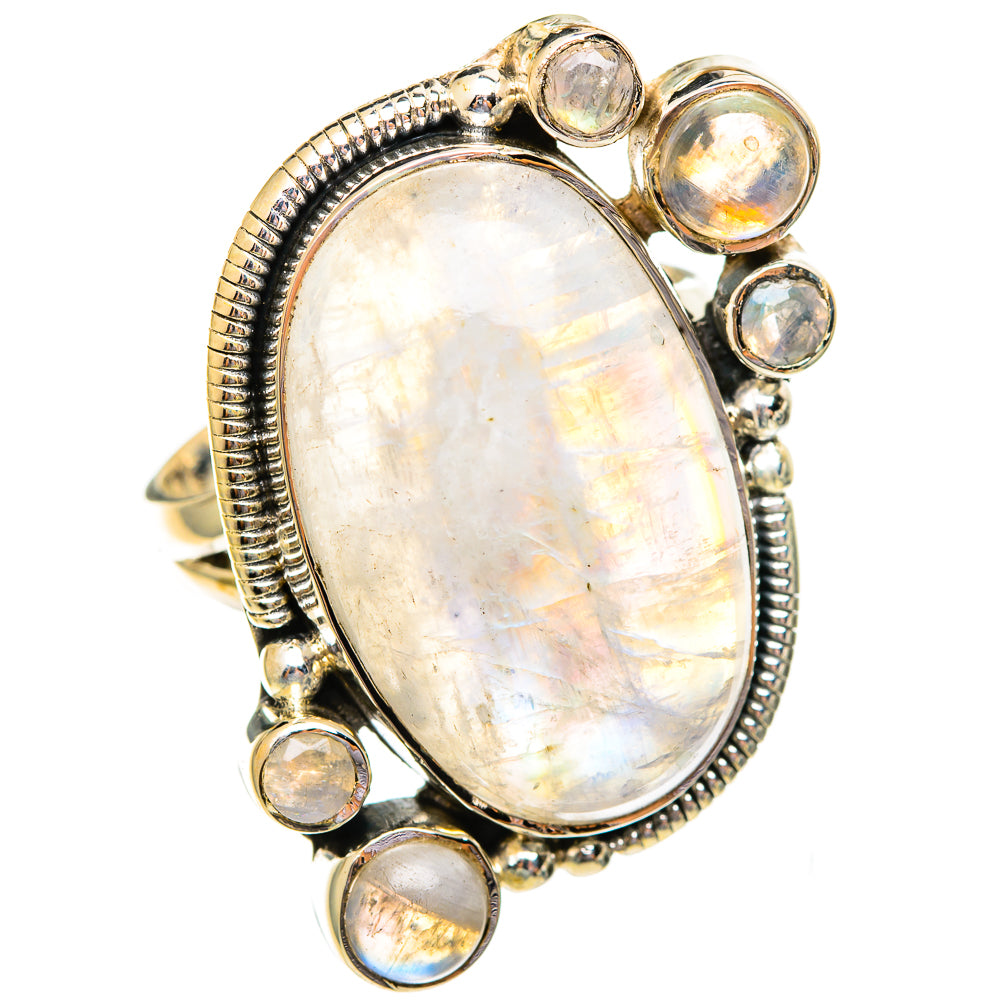 Rainbow Moonstone Rings handcrafted by Ana Silver Co - RING108279 - Photo 2