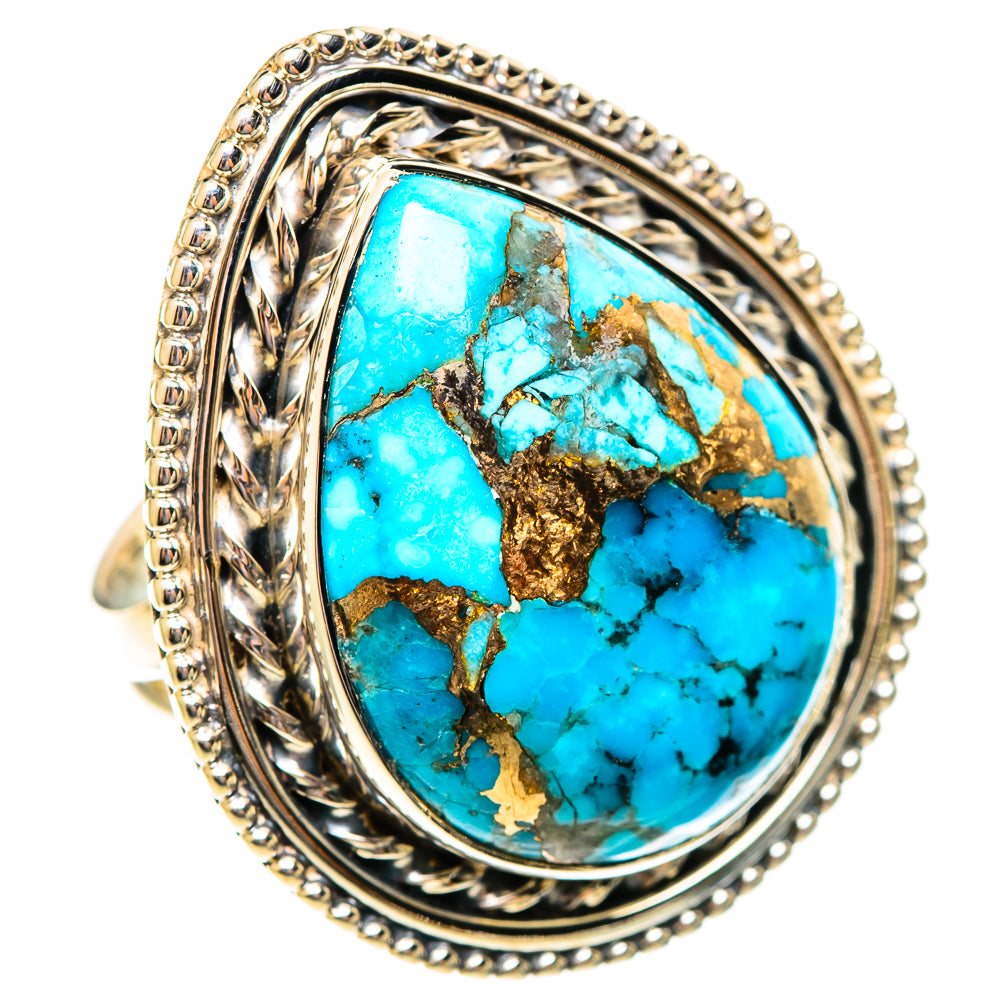 Blue Copper Composite Turquoise Rings handcrafted by Ana Silver Co - RING108287 - Photo 2