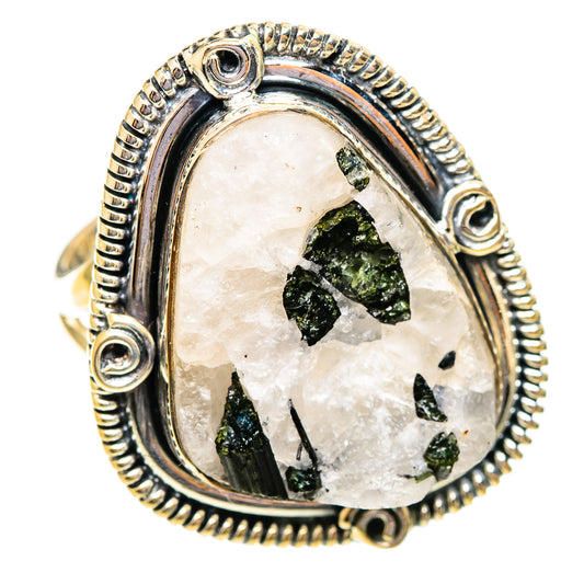 Green Tourmaline In Quartz Rings handcrafted by Ana Silver Co - RING108293 - Photo 2