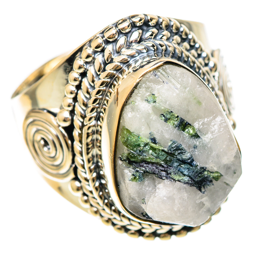 Green Tourmaline In Quartz Rings handcrafted by Ana Silver Co - RING108337 - Photo 2