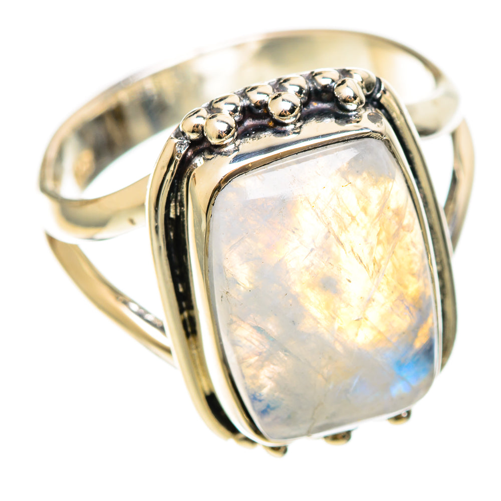 Rainbow Moonstone Rings handcrafted by Ana Silver Co - RING108357 - Photo 2