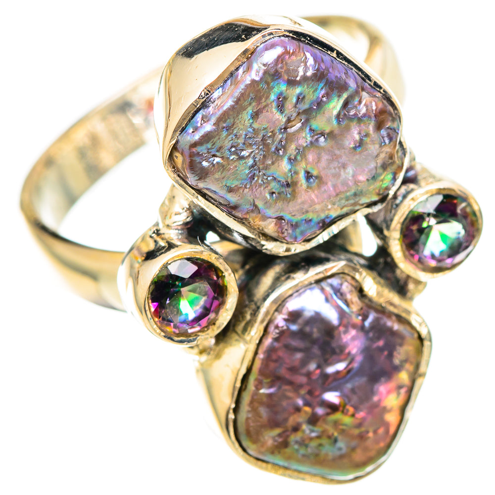 Titanium Mother Of Pearl Rings handcrafted by Ana Silver Co - RING108391 - Photo 2