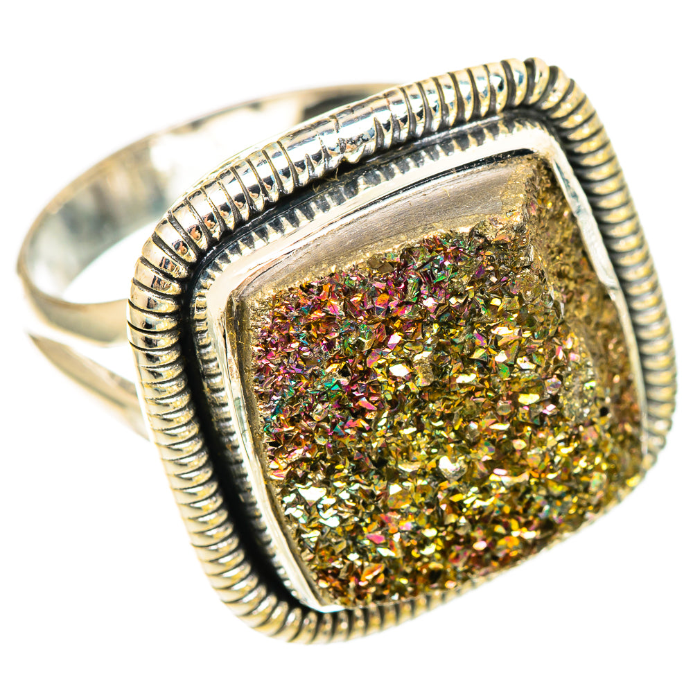 Spectro Pyrite Druzy Rings handcrafted by Ana Silver Co - RING108396 - Photo 2