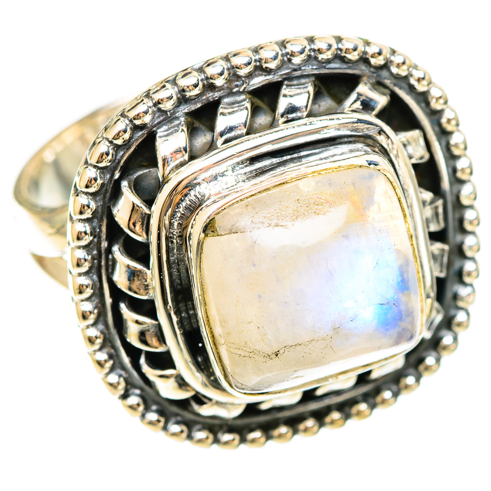 Rainbow Moonstone Rings handcrafted by Ana Silver Co - RING108405 - Photo 2