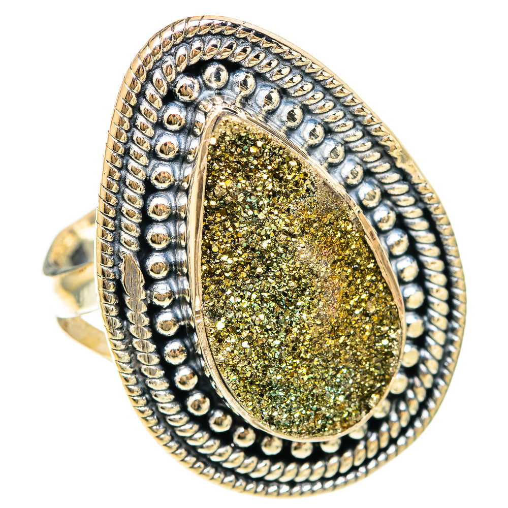 Spectro Pyrite Druzy Rings handcrafted by Ana Silver Co - RING108434 - Photo 2
