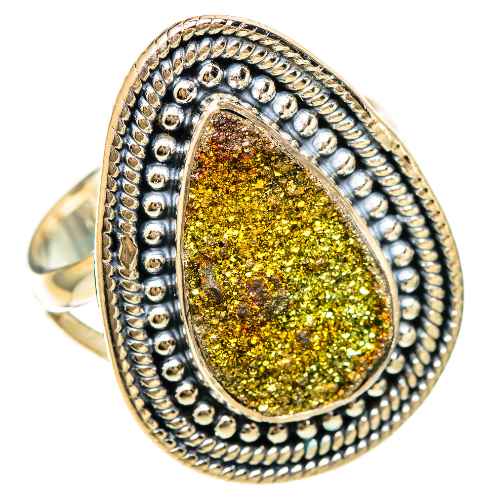 Spectro Pyrite Druzy Rings handcrafted by Ana Silver Co - RING108504 - Photo 2