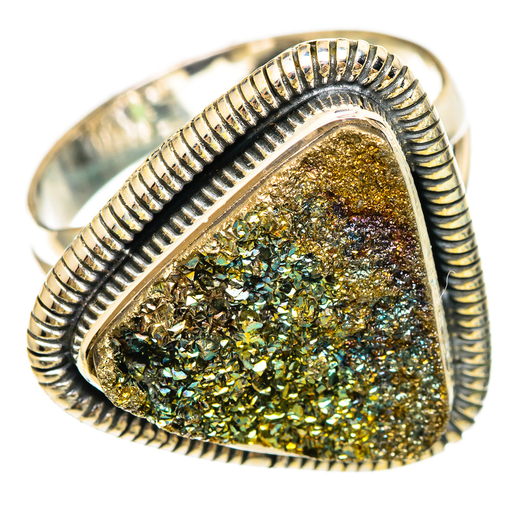 Spectro Pyrite Druzy Rings handcrafted by Ana Silver Co - RING108505 - Photo 2